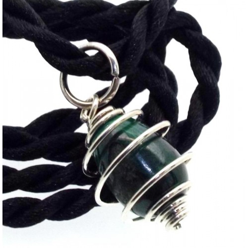 Malachite Small Gemstone Egg Spiral Pendant